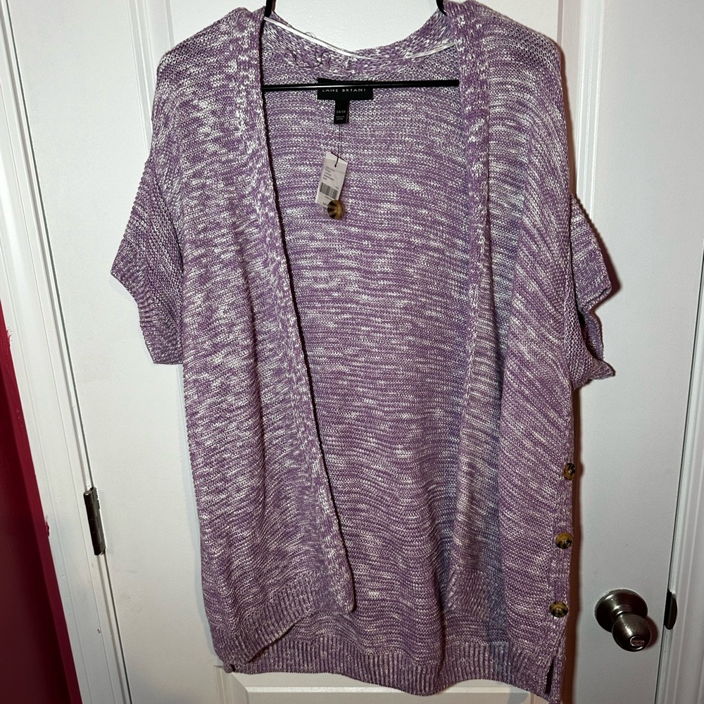 Purple Short Sleeve Lane Bryant Sweater Cardigan